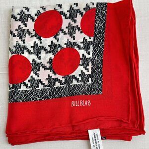 Bill Blass Polka Dot Silk Scarf, Houndstooth, 34x34 NWT Vintage
